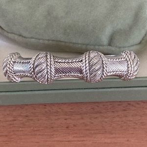 Judith Ripka Sterling Silver Fluted and Textured Hinged Cuff Size Small